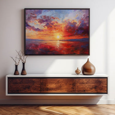 Red Sunset Acrylic Painting